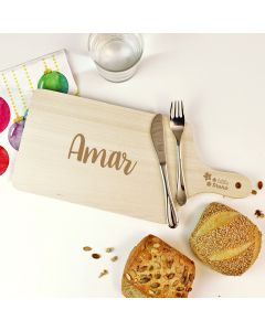 Frühstücksbrettchen mit Namen personalisiert aus Holz 