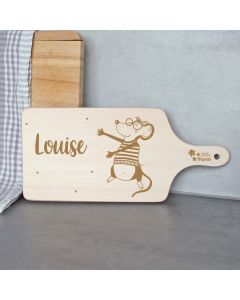 Frühstücksbrettchen Maus aus Holz personalisiert 