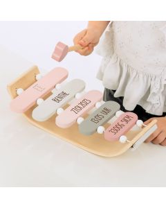 Houten xylofoon roze voor kinderen, personaliseerbaar